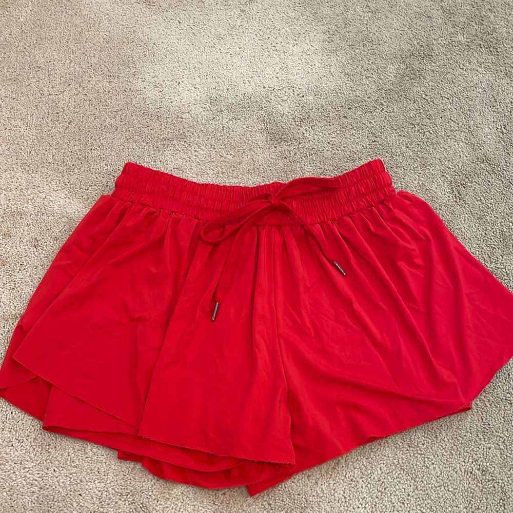 Flowy Athletic Shorts for Women in Red